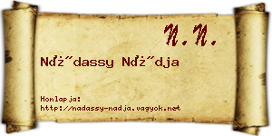 Nádassy Nádja névjegykártya